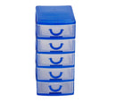 Mini Cassettiera 5 Piani 9x13x18,5 cm in plastica rigida colorata Blu