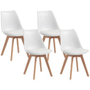 Set 4 Sedie Stile Nordico in Plastica con Cuscino in Finta Pelle 47x58x81 cm Bianco 