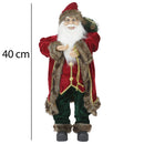 Statuina Babbo Natale 40 cm con Sacco Regali e Lanterna Vestiti in Tessuto Bordeaux      