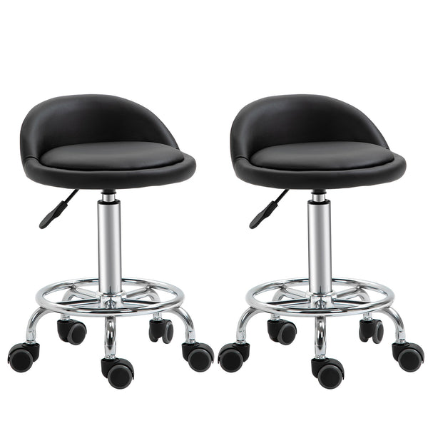 sconto Set 2 Sgabelli Girevoli con Ruote 38x38x57-72 cm in Similpelle Nero