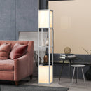 Lampada da Terra con 2 Paralumi E27 40W e 2 Ripiani  26x26x156 cm Bianco  