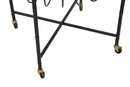 Tavolino Basso 70,5x65x57 cm con Ruote in Metallo Piano in Vetro