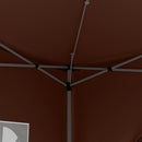 Gazebo da Giardino 3x3 m Pieghevole con 4 Pannelli Laterali in Acciaio e Tessuto Oxford Caffè   