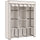 Armadio Salvaspazio 125x43x162,5 cm con Base Rialzata 8 Ripiani e 2 Barre in Tessuto non Tessuto e Acciaio Crema