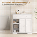 Mobiletto da Bagno da Terra 80x30x80,2 cm con Cassetto e Anta in Pannello Truciolare e MDF Bianco      