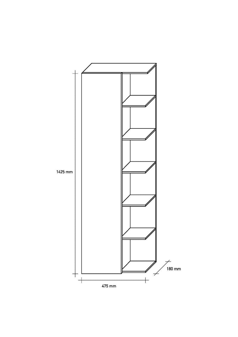 Mobile da Bagno a Colonna 1 Anta 6 Mesole in Melaminico 47,5x18x142,5cm TFT Bali Piombo