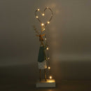 Renna metallo oro e verde salvia con led cm 9,5x4,5xh40