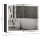 Armadietto a Specchio da Bagno 80x12,8x60 cm Illuminato a LED 3 Tonalità in Vetro e Alluminio Nero  
