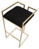 Sgabello Bar Obix 42x42x81 cm in Ferro e MDF e Spugna e Poliestere Oro e Nero