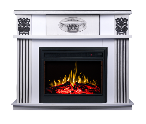 acquista Camino Elettrico da Pavimento 112x142,8x38,5 cm Effetto Fiamma 1500W Roma & Carmen Bianco