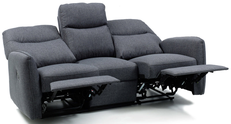 Divano 3 Posti Reclinabile Manuale in Tessuto Kube Blu