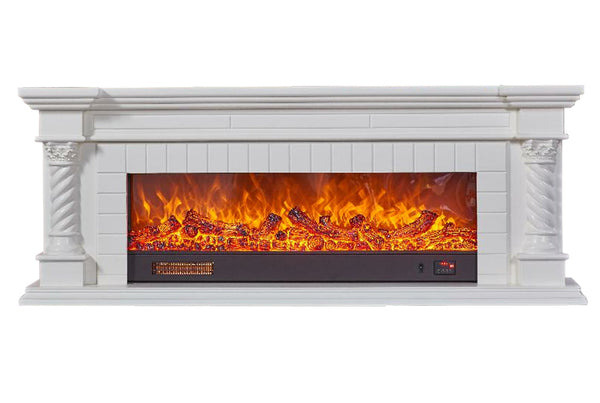 Camino Elettrico da Pavimento 70x180x33 cm Effetto Fiamma 1500W Frankfurt Long Bianco prezzo