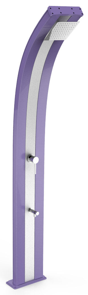 sconto Doccia Solare da Esterno Giardino 40L Miscelatore e Lavapiedi Arkema Dada Fascia Inox Viola