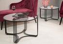 Tavoli da Caffé Dublino Coppia Ø81x47 - 71x43 cm in Ferro e Vetro Nero