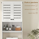 Mobile Sopra WC 67x31.5x190 cm con Armadietto a 2 Ante e Ripiano Aperto in Legno Bianco      