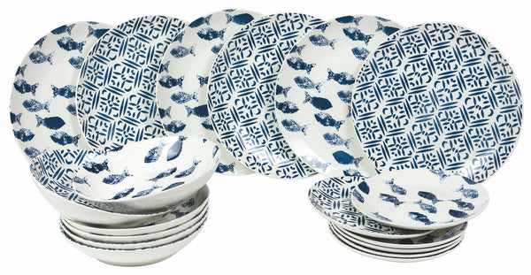 sconto Servizio Piatti 18 Pezzi in Porcellana Villa d'Este Home Tivoli Playa Grande Blu