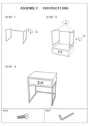 Comodino 1 Cassetto 45x40x51,5 cm in Metallo e Legno