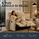 Divano 2 Posti 132x96x103 cm Recliner Manuale 2 Posti in Tessuto Tortora      