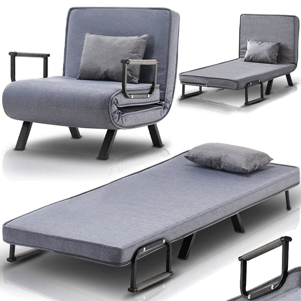 sconto Poltrona Letto Reclinabile Chaise Lounge e Seduta Imbottita Convertibile Grigio