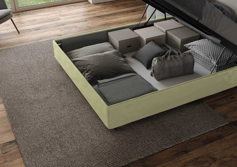 Letto 1 Piazza E Mezzo Imbottito in Microfibra Mika Tè Verde Varie Misure
