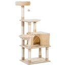 Tiragraffi con Cuccia e Cestino sospeso per Gatti 60x45x134 cm in Peluche Sisal  Beige