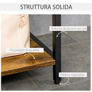 Mobile Portabiancheria 106x40x75 cm con 3 Sacchi in Tessuto e 3 Ripiani Grigio e Marrone