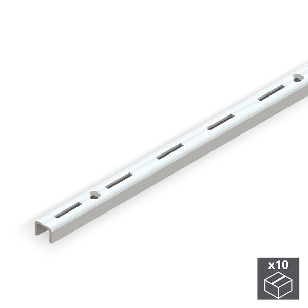 sconto Profili da Armadio Cremagliera Semplice Passo 50 mm 1000 mm Acciaio Bianco 10 Pezzi Emuca