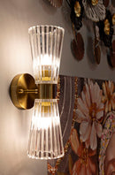Lampada da Muro Praga 11x16x40 cm in Ferro e Vetro Oro e Trasparente      