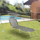 Lettino in Textilene Schienale Regolabile e Tettuccio Parasole Grigio