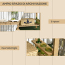 Carrello Portavivande da Giardino 95x47x74 cm con 2 Ripiani e Portabottiglie in Legno      