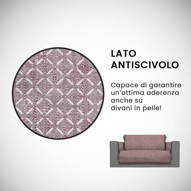 Copridivano con Copri Braccioli in Poliestere Bordeaux Varie Misure