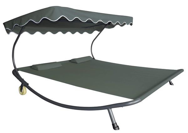 prezzo Letto Prendisole Matrimoniale da Giardino 200x175x135 cm in Acciaio e Tessuto Oxford Grigio