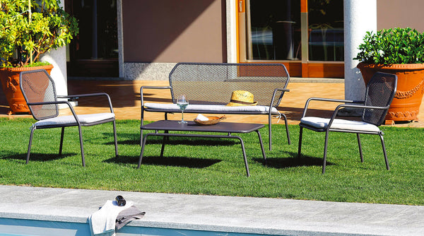 Set Salotto da Giardino in Ferro Divano 2 Poltrone e Tavolino Vorghini Boleto Antracite online