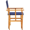 Set 2 Sedie Regista Pieghevoli Seduta e Schienale in Tessuto Blu e Struttura Acacia