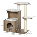 Albero Tiragraffi per Gatti 66x38x88 cm in Legno e Corda Sisal Marrone Chiaro