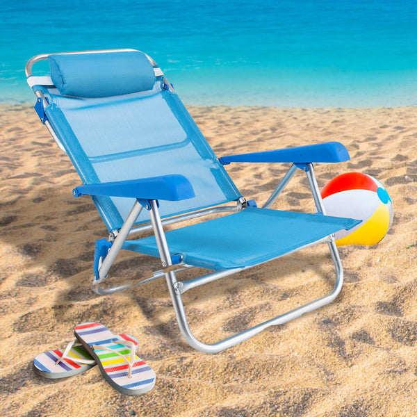 Spiaggina Sedia Prendisole Pieghevole 50x52/59x25/75 cm in Alluminio e Textilene Azzurra online