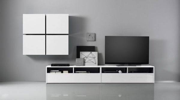 prezzo Parete Attrezzata Mobili Salotto con 4 Mobili Sospesi 2 Mobili Tv 335x41x176cm TFT  Boost Bianco