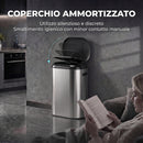 Pattumiera Automatica con Sensore a Infrarossi 50 L 45,7x24,5x61,4 cm Anti-Impronta con Chiusura Ammortizzata in Acciaio Inox Argento      