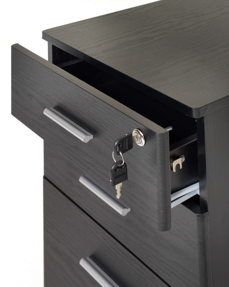 Cassettiera da Ufficio 3 Cassetti Chest Nera