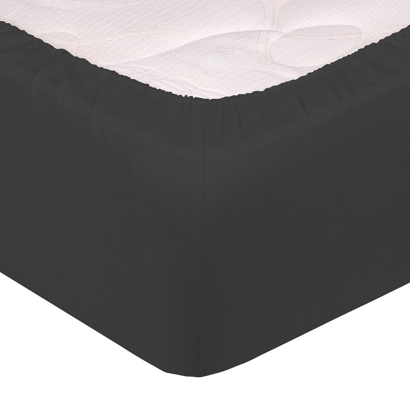 Lenzuolo Sotto con Angoli ed Elastico Tinta Unita Grigio Scuro Varie Misure