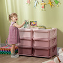 Cassettiera per Cameretta 6 Cassetti 75x37x56.5 cm in PP Rosa   