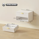 Set di 2 Comodini Sospesi 40x30x25 cm con Cassetto Canettato e Mensola Aperta in Melanina Bianco      