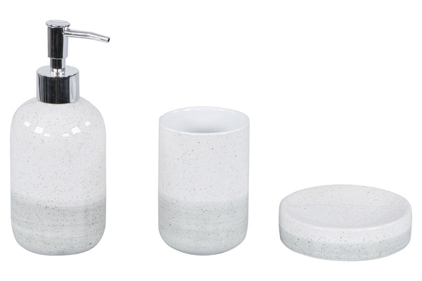 Set 3 Accessori da Bagno in Ceramica Bianco-Grigio acquista