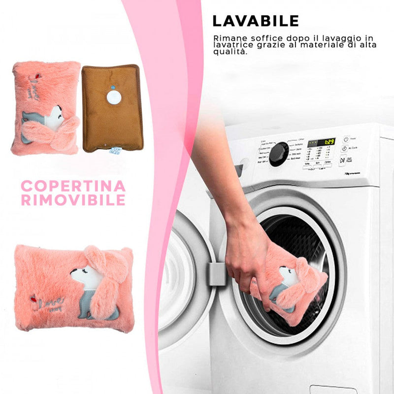 Borsa Acqua Calda Elettrica Ricaricabile Scaldamani Peluche Rosa