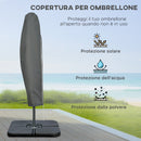 Ombrellone Decentrato Ø292x247 cm con Base a Croce Riempibile e Copertura Caffè   
