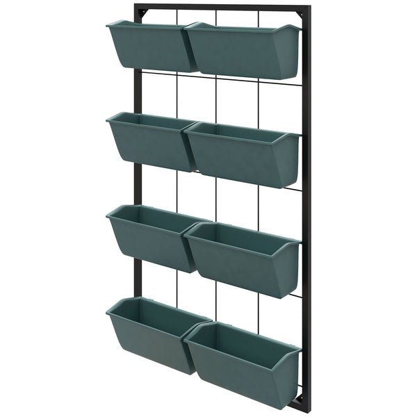 Orto Verticale da Parete a 4 Livelli 52x14x90 cm con 8 Vasi in Acciaio e Plastica Verde Scuro e Nero prezzo
