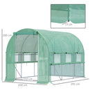 Serra per Orto 3x2x2m Porte con Zip e Finestre a Rete in Acciaio e Copertura PE Verde      