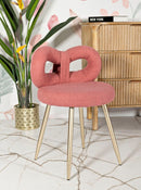 Sedia Mini Ilary Rosa Ø40x67 cm in MDF e Spugna e Ferro e Poliestere Rosa e Oro      