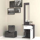 Mobile ingresso con specchio 60x35x186 cm Lost bianco ghisa