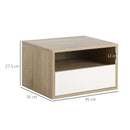 Set 2 Comodini Sospesi 45x35x27,5 cm con Cassetto e Ripiano Bianco